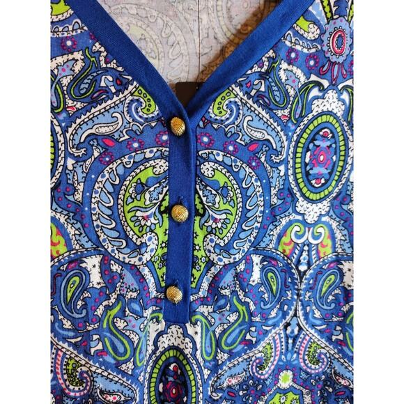 Talbots Blue Floral Paisley Printed V-Neck Long Sleeve Knit Top Size XS NWT - Picture 3 of 8